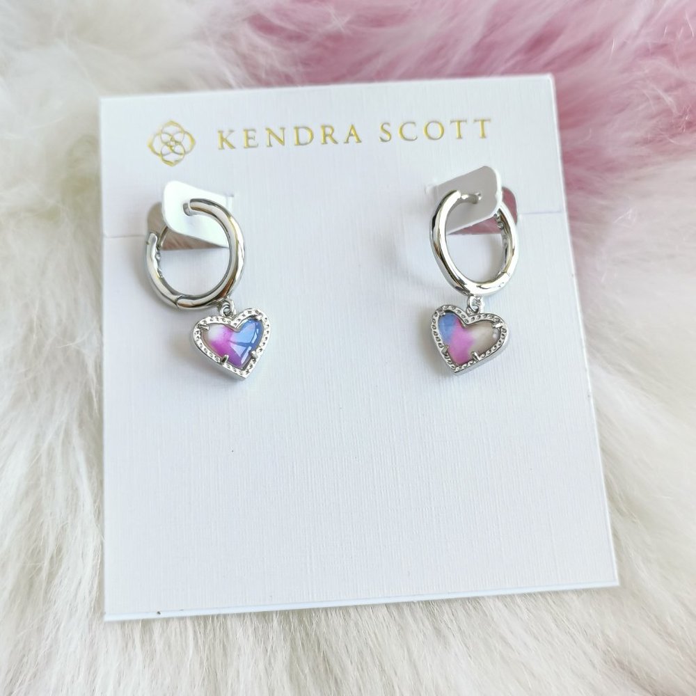 Silver Ari Heart Watercolor Illusion Earrings